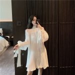 New-Korean-Summer-Fashion-Women-Clothes-Vacation-Dresses-Lantern-Sleeves-Pullover-Loose-Pleated-Dress-1