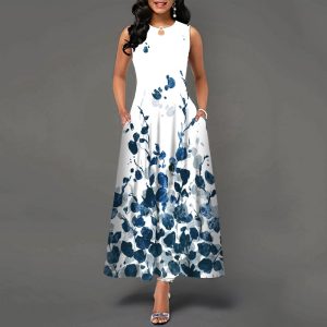 New-Spring-Summer-Casual-Sleeveless-Long-Dress-Women-s-V-Neck-Printed-Dresses-Swing-Bohemian-Retro