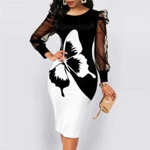 Party-Dresses-For-Women-2023-Fashion-Elegant-Print-Bodycon-Dress-Summer-Vintage-Sexy-V-Neck-Lace