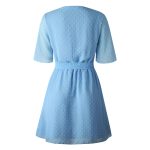 Polka-Dot-Raised-Printing-Mini-Dress-For-Women-Elegance-Sexy-Clothing-V-Neck-Tie-High-Waist-4