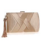 Satin-Criss-Cross-Women-Evening-Bags-Green-Color-Party-Clutch-Bags-Tassel-Golden-Metal-Shoulder-Chain-3