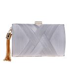 Satin-Criss-Cross-Women-Evening-Bags-Green-Color-Party-Clutch-Bags-Tassel-Golden-Metal-Shoulder-Chain-4