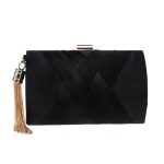 Satin-Criss-Cross-Women-Evening-Bags-Green-Color-Party-Clutch-Bags-Tassel-Golden-Metal-Shoulder-Chain-5