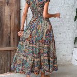Short-Sleeve-Vintage-Print-Bohemia-Dresses-Elastic-Waist-V-Neck-Maxi-Dress-Casual-Beach-Big-Swing-1