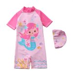 Swimsuit-Baby-Girl-Unicorn-Mermaid-Girls-Swimwear-One-Piece-with-Short-Sleeve-Sun-Protection-Children-Swimming-2