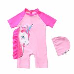 Swimsuit-Baby-Girl-Unicorn-Mermaid-Girls-Swimwear-One-Piece-with-Short-Sleeve-Sun-Protection-Children-Swimming-4
