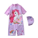 Swimsuit-Baby-Girl-Unicorn-Mermaid-Girls-Swimwear-One-Piece-with-Short-Sleeve-Sun-Protection-Children-Swimming-5