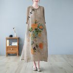 Vintage-Printed-Cotton-Linen-Dress-Women-s-Summer-Button-Temperament-Thin-Long-Skirt-1