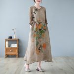 Vintage-Printed-Cotton-Linen-Dress-Women-s-Summer-Button-Temperament-Thin-Long-Skirt-2