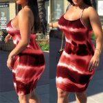 Womans-Sexy-Fashionable-Tiedye-Sling-Onepiece-Dress-Sleeveless-Elastic-Slim-Package-Hip-Short-Skirt-Daily-Life