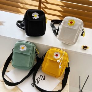Women-s-Single-Shoulder-Bag-Fashion-Solid-Color-Casual-Handbag-Outdoor-Daisy-Canvas-Handbag-Zipper-Cross