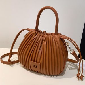 Women-s-Small-PU-Leather-Top-handle-Bags-Solid-Color-String-Pleated-Cute-Crossbody-Shoulder-Bag