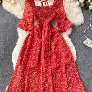 YuooMuoo-Limited-Big-Sales-Women-Dress-Fashion-Romantic-Floral-Print-Chiffon-Summer-Dress-Vacation-Season-Party